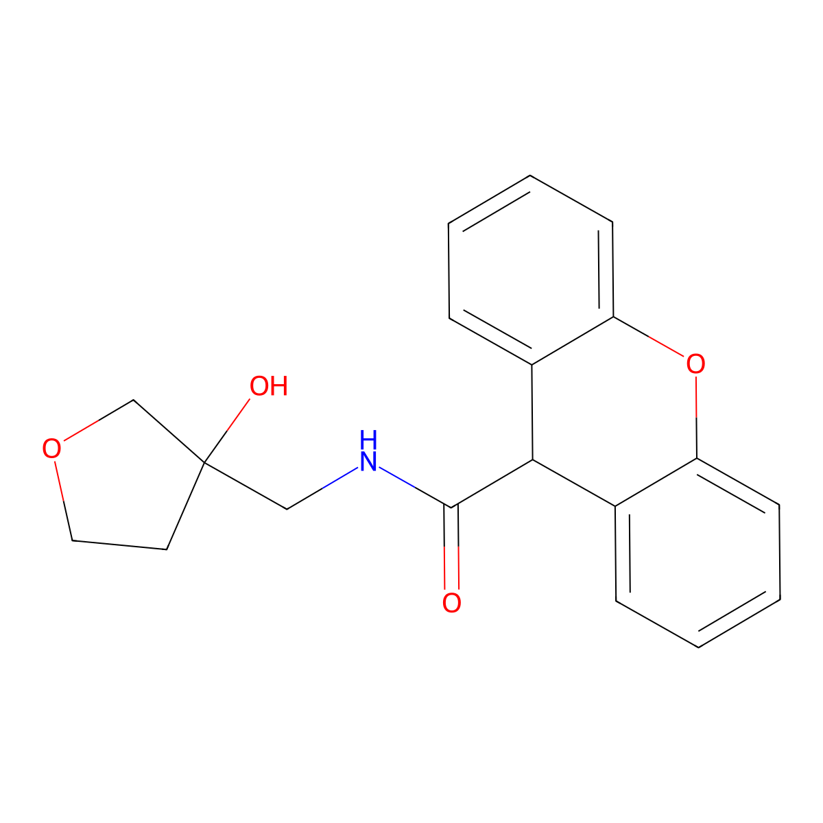 N-[(3-hydroxyoxolan-3-yl)methyl]-9H-xanthene-9-carboxamide molecular structure, CAS 1949229-01-9