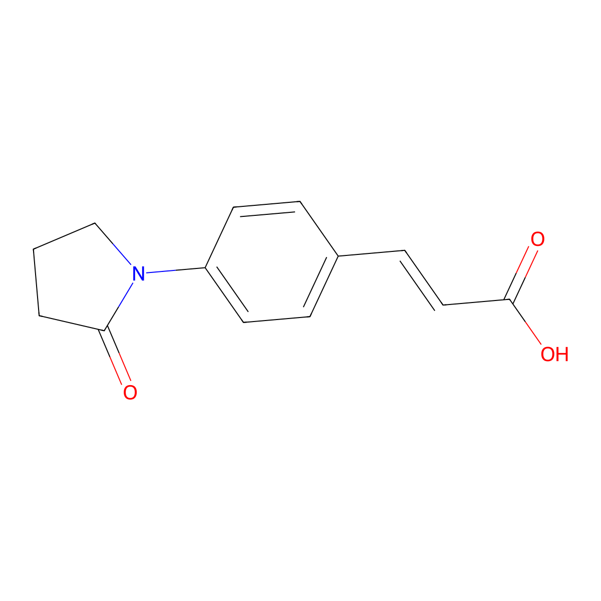 (2E)-3-(4-(2-oxopyrrolidin-1-yl)phenyl)prop-2-enoic acid molecular structure, CAS 194928-68-2
