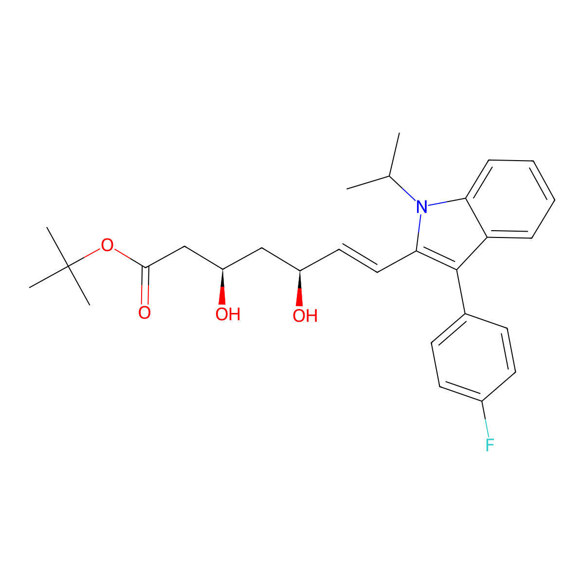 Fluvastatin t-butyl ester, (-)- molecular structure, CAS 194934-96-8
