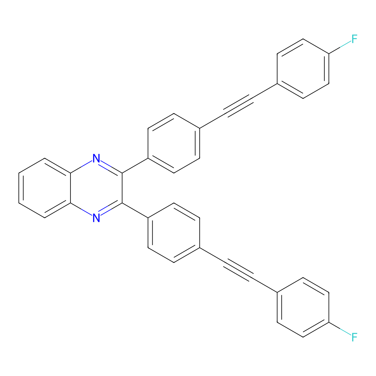 2,3-Bis{4-[(4-fluorophenyl)ethynyl]phenyl}quinoxaline molecular structure, CAS 194936-20-4