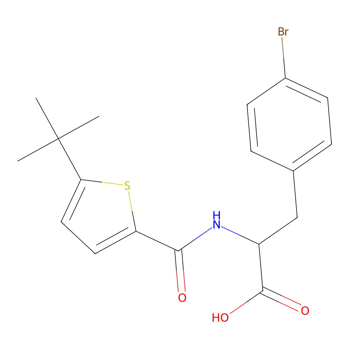 (S)-3-(4-bromophenyl)-2-(5-(tert-butyl)thiophene-2-carboxamido)propanoic acid molecular structure, CAS 1949781-42-3