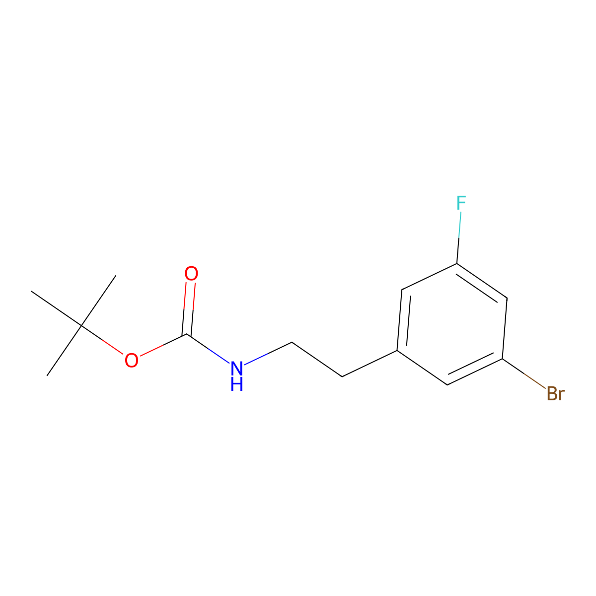 tert-butyl N-[2-(3-bromo-5-fluorophenyl)ethyl]carbamate molecular structure, CAS 1949793-20-7