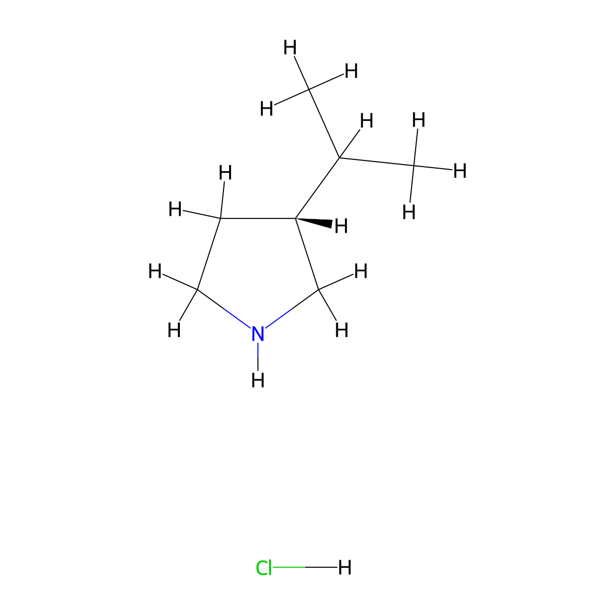 (3R)-3-(propan-2-yl)pyrrolidine hydrochloride molecular structure, CAS 1949805-98-4