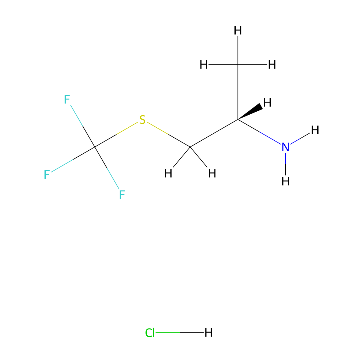 (2S)-1-(trifluoromethylsulfanyl)propan-2-amine;hydrochloride molecular structure, CAS 1949805-99-5