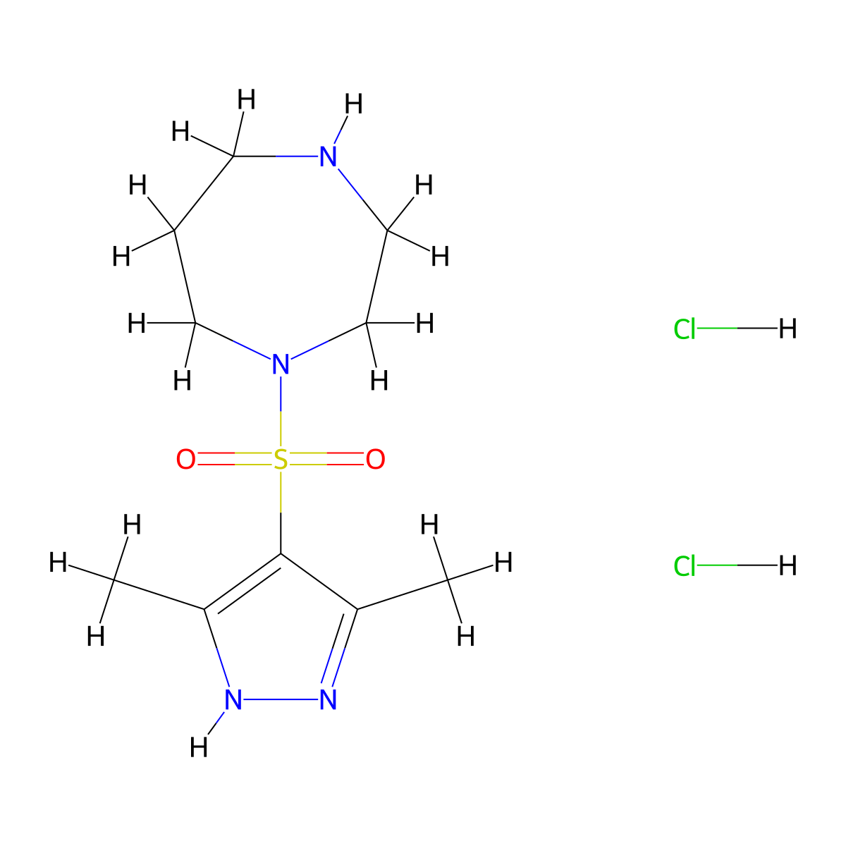 1-((3,5-dimethyl-1H-pyrazol-4-yl)sulfonyl)-1,4-diazepane dihydrochloride molecular structure, CAS 1949815-67-1
