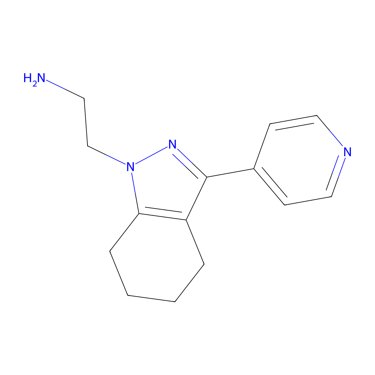 2-(3-(pyridin-4-yl)-4,5,6,7-tetrahydro-1H-indazol-1-yl)ethan-1-amine molecular structure, CAS 1949815-85-3