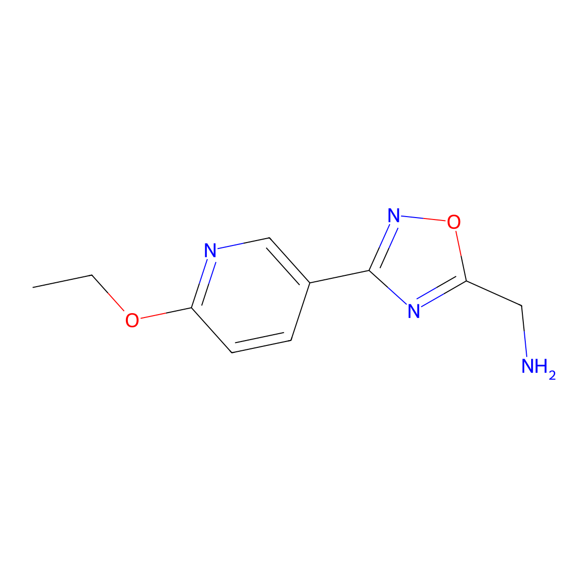 [3-(6-Ethoxypyridin-3-yl)-1,2,4-oxadiazol-5-yl]methanamine molecular structure, CAS 1949815-94-4