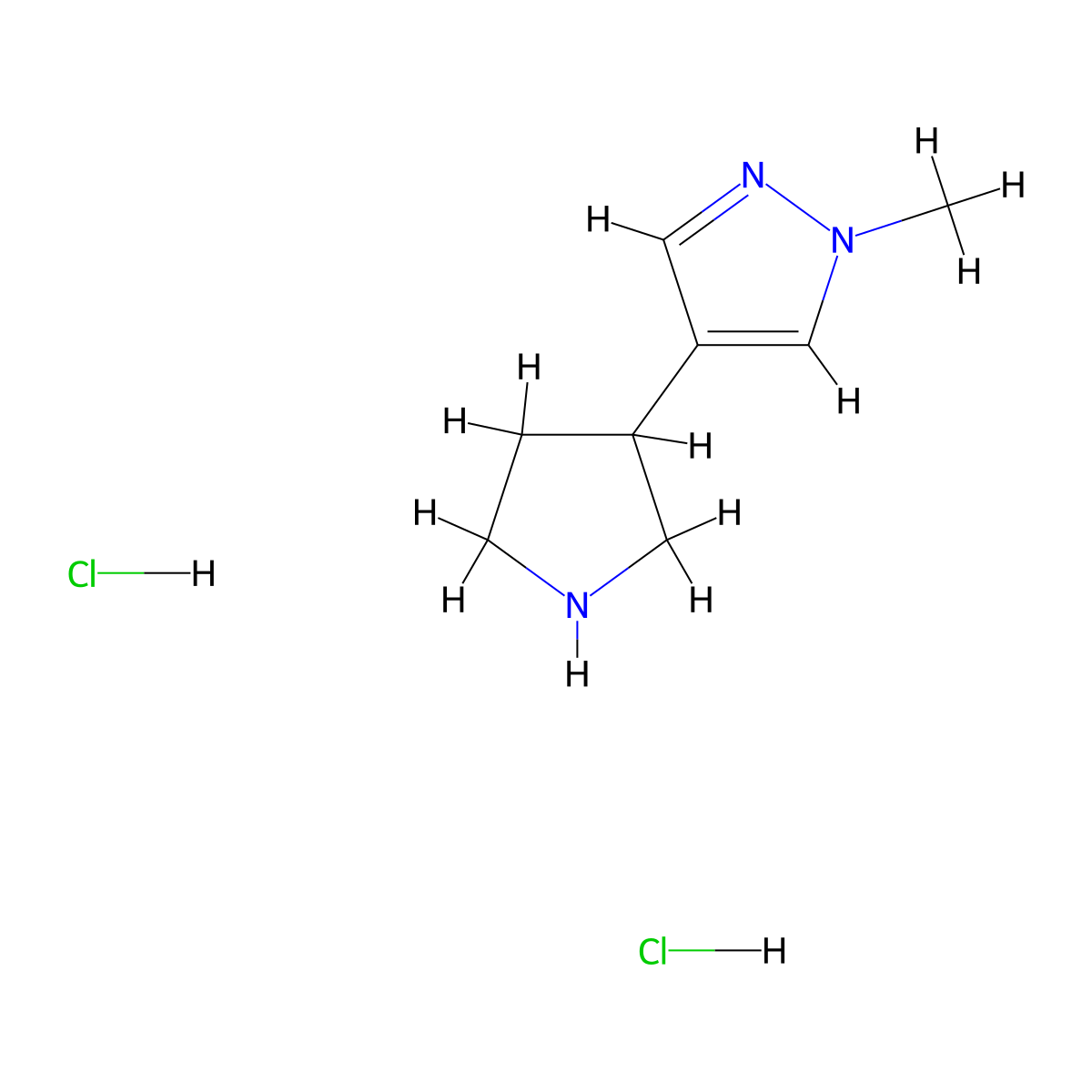 1-methyl-4-(pyrrolidin-3-yl)-1H-pyrazole dihydrochloride molecular structure, CAS 1949815-97-7