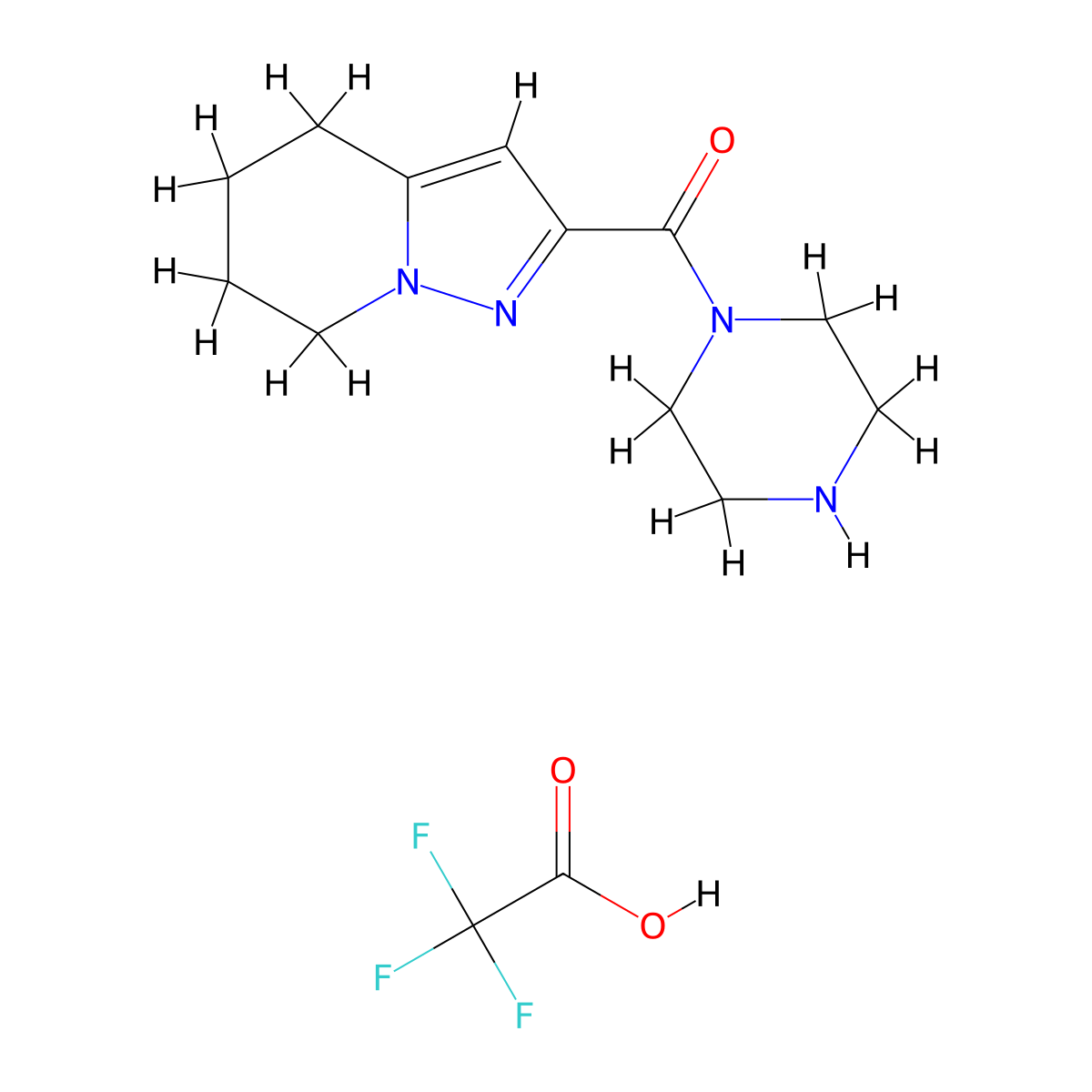 Piperazin-1-yl(4,5,6,7-tetrahydropyrazolo[1,5-a]pyridin-2-yl)methanone 2,2,2-trifluoroacetate molecular structure, CAS 1949816-00-5