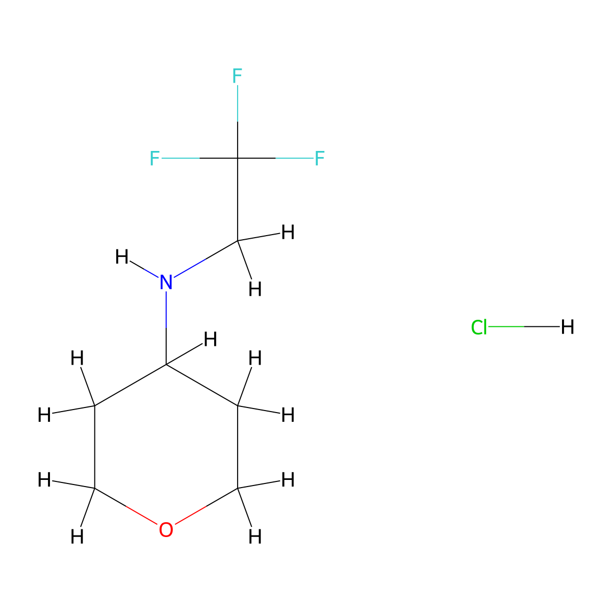 N-(2,2,2-trifluoroethyl)tetrahydro-2H-pyran-4-amine hydrochloride molecular structure, CAS 1949816-07-2