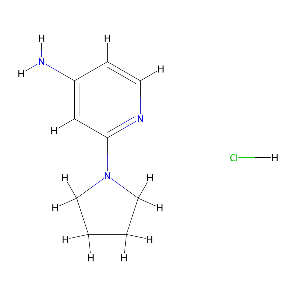 2-(Pyrrolidin-1-yl)pyridin-4-amine hydrochloride molecular structure, CAS 1949816-11-8