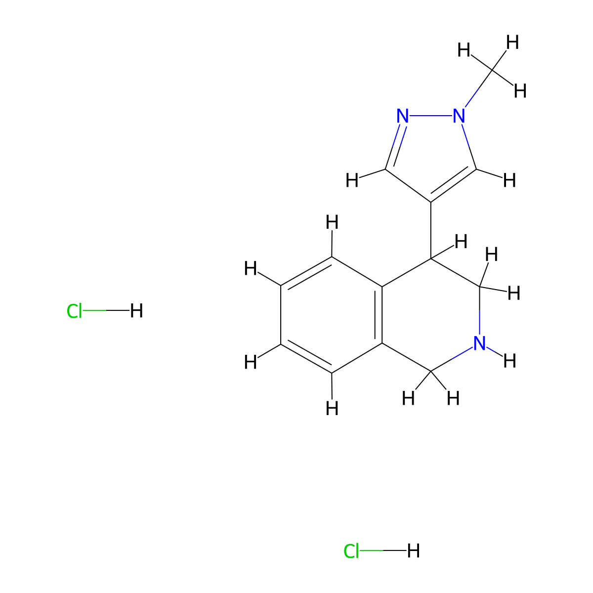 4-(1-methyl-1H-pyrazol-4-yl)-1,2,3,4-tetrahydroisoquinoline dihydrochloride molecular structure, CAS 1949816-17-4