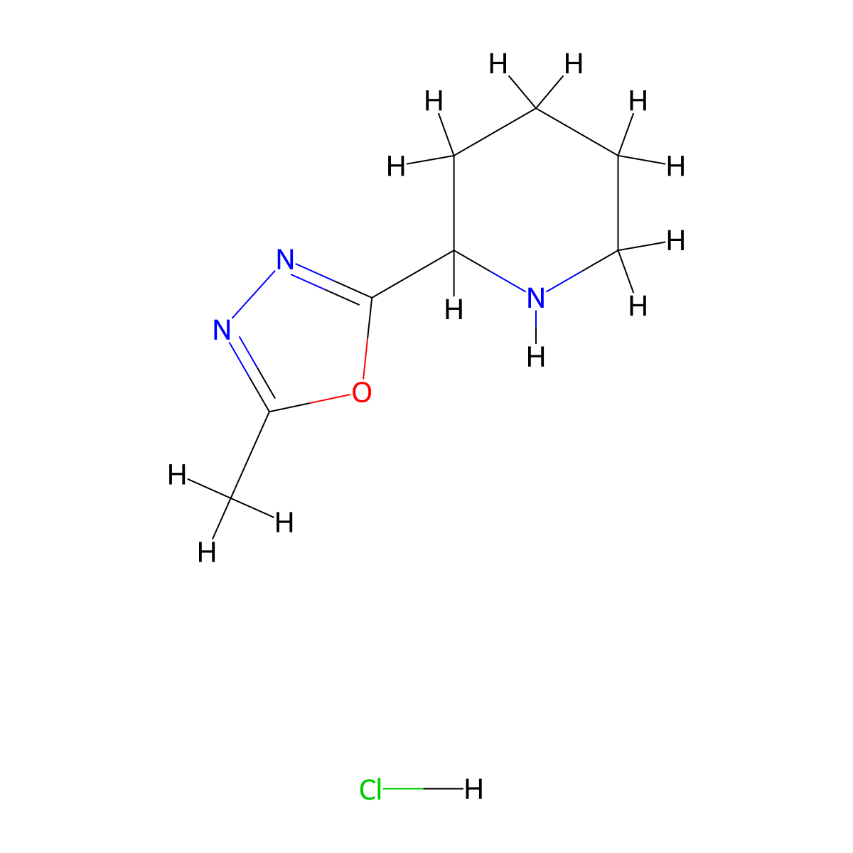 2-(5-Methyl-1,3,4-oxadiazol-2-yl)piperidine hydrochloride molecular structure, CAS 1949816-29-8