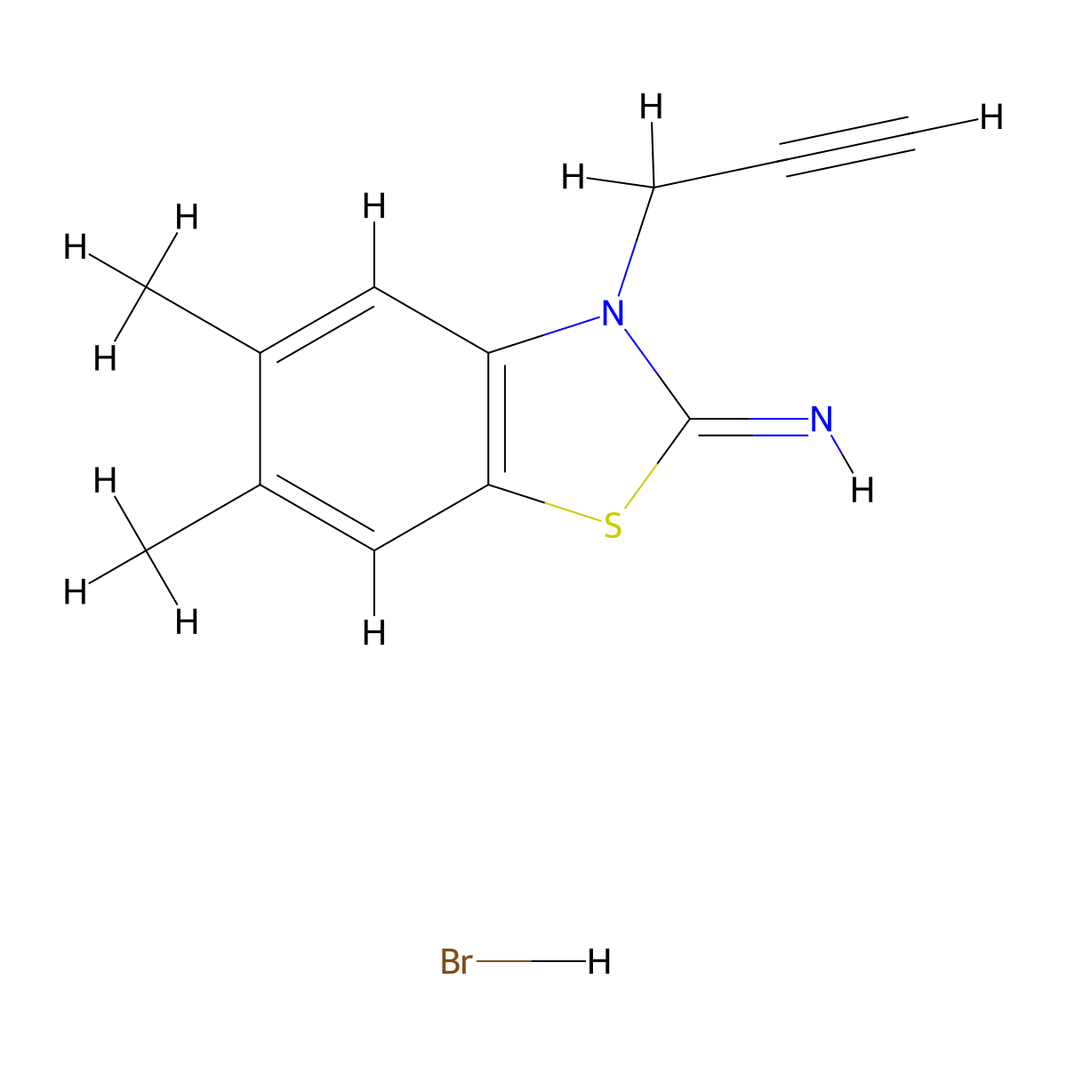 5,6-dimethyl-3-(prop-2-yn-1-yl)benzo[d]thiazol-2(3H)-imine hydrobromide molecular structure, CAS 1949816-32-3
