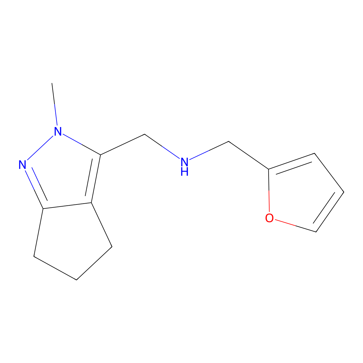 1-(furan-2-yl)-N-((2-methyl-2,4,5,6-tetrahydrocyclopenta[c]pyrazol-3-yl)methyl)methanamine molecular structure, CAS 1949816-33-4