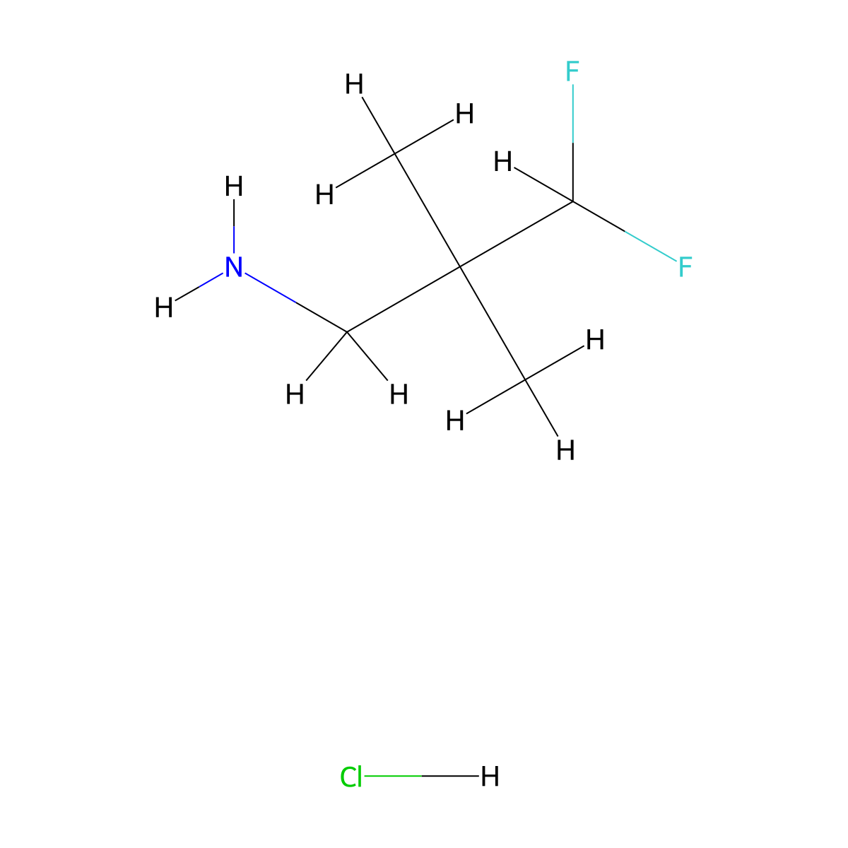3,3-Difluoro-2,2-dimethylpropan-1-amine hydrochloride molecular structure, CAS 1949816-36-7