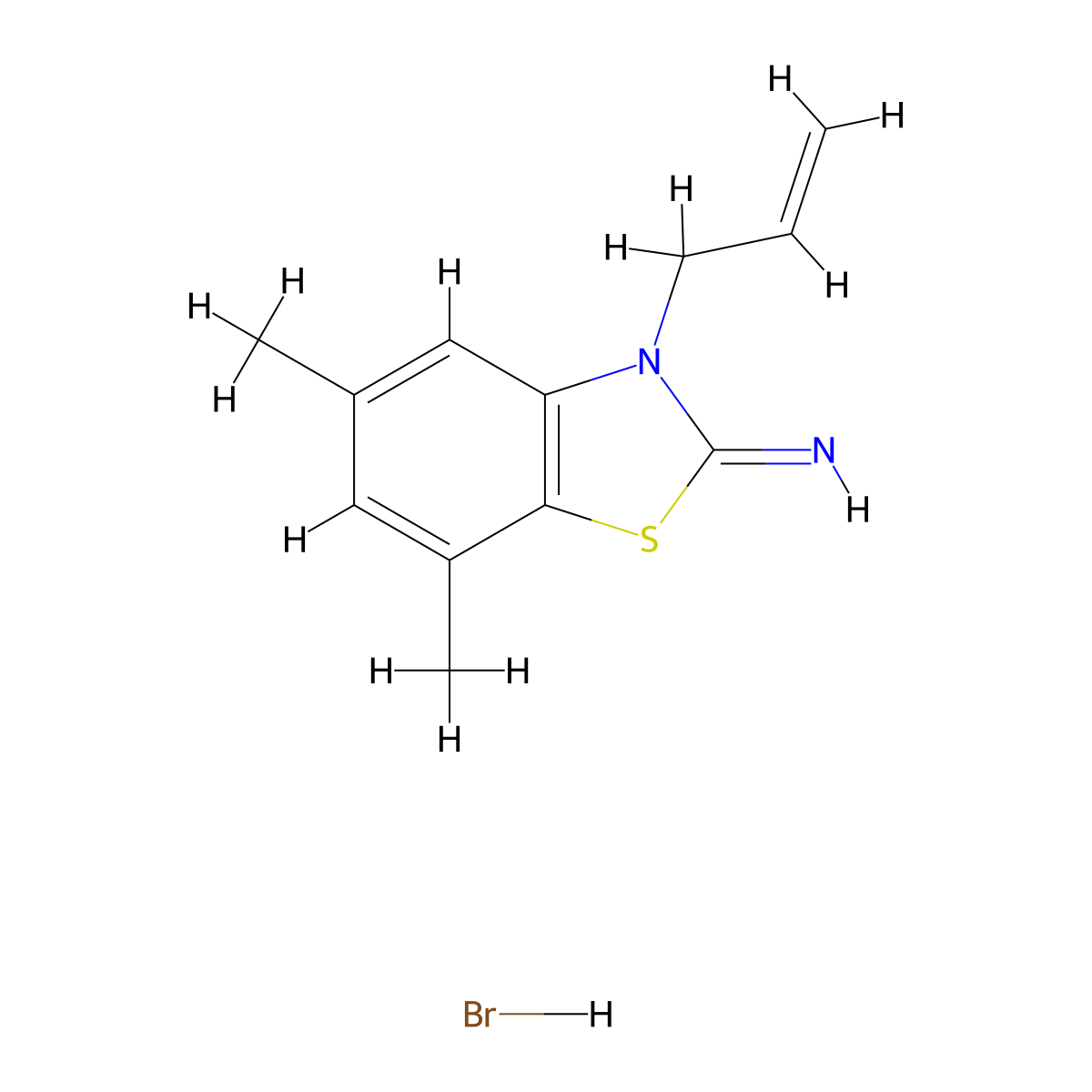 3-allyl-5,7-dimethylbenzo[d]thiazol-2(3H)-imine hydrobromide molecular structure, CAS 1949816-46-9