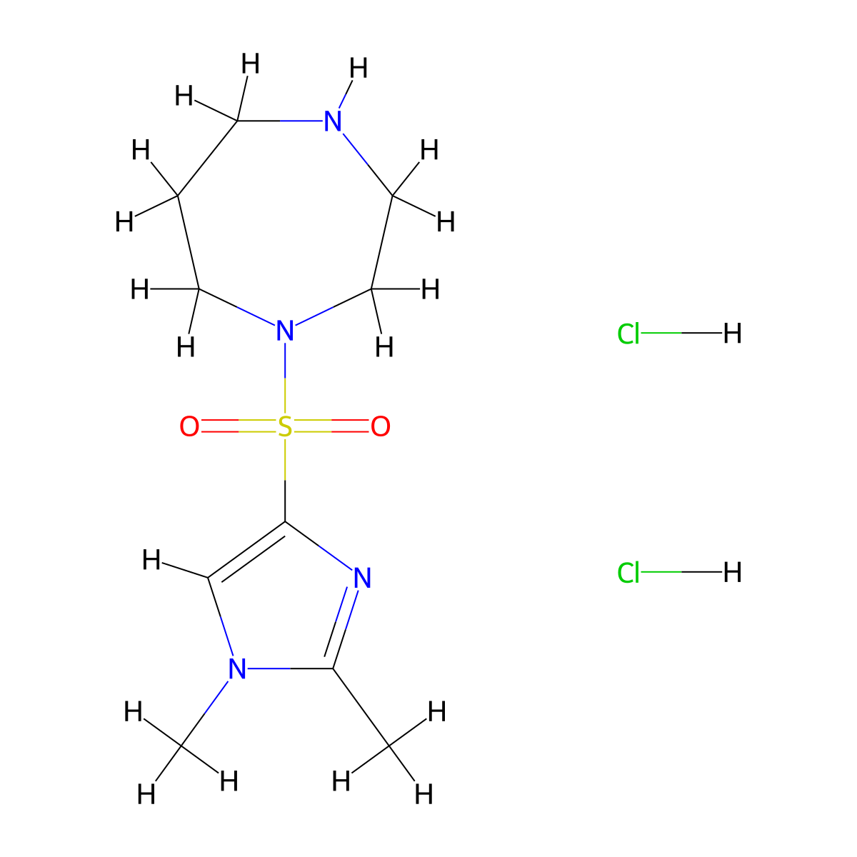 1-((1,2-dimethyl-1H-imidazol-4-yl)sulfonyl)-1,4-diazepane dihydrochloride molecular structure, CAS 1949816-48-1