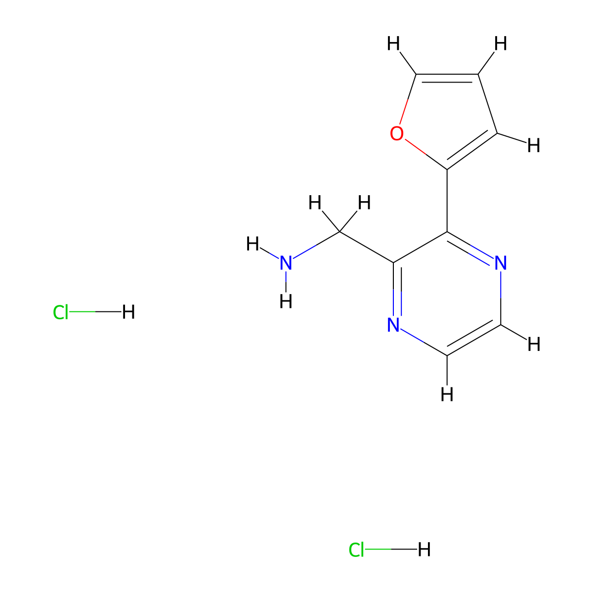 [3-(Furan-2-yl)pyrazin-2-yl]methanamine dihydrochloride molecular structure, CAS 1949816-50-5