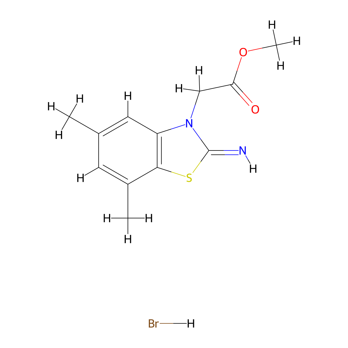 methyl 2-(2-imino-5,7-dimethylbenzo[d]thiazol-3(2H)-yl)acetate hydrobromide molecular structure, CAS 1949816-59-4