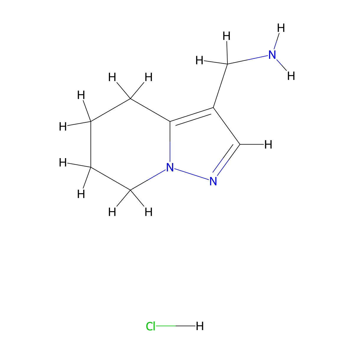 (4,5,6,7-Tetrahydropyrazolo[1,5-a]pyridin-3-yl)methanamine hydrochloride molecular structure, CAS 1949816-60-7