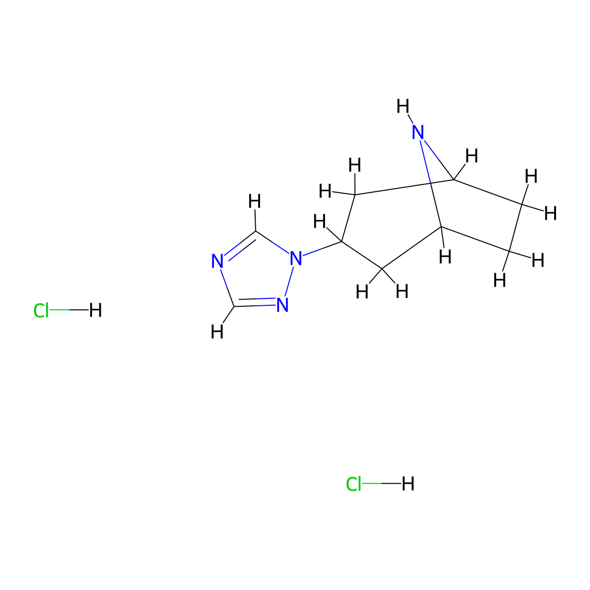 3-(1H-1,2,4-triazol-1-yl)-8-azabicyclo[3.2.1]octane dihydrochloride molecular structure, CAS 1949816-61-8