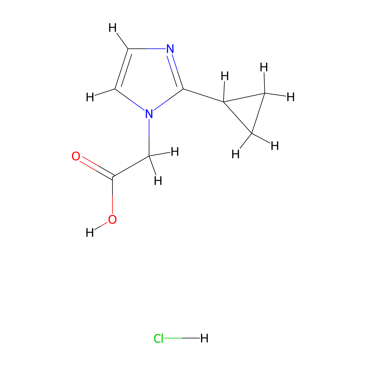 2-(2-cyclopropyl-1H-imidazol-1-yl)acetic acid hydrochloride molecular structure, CAS 1949816-62-9