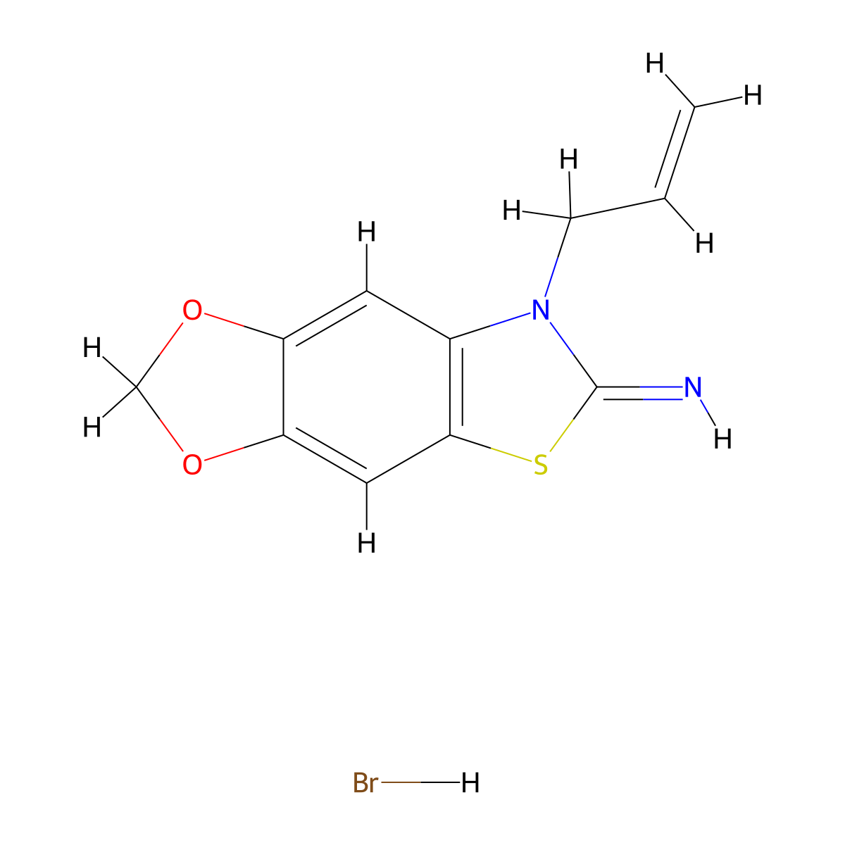 7-allyl-[1,3]dioxolo[4',5':4,5]benzo[1,2-d]thiazol-6(7H)-imine hydrobromide molecular structure, CAS 1949816-70-9