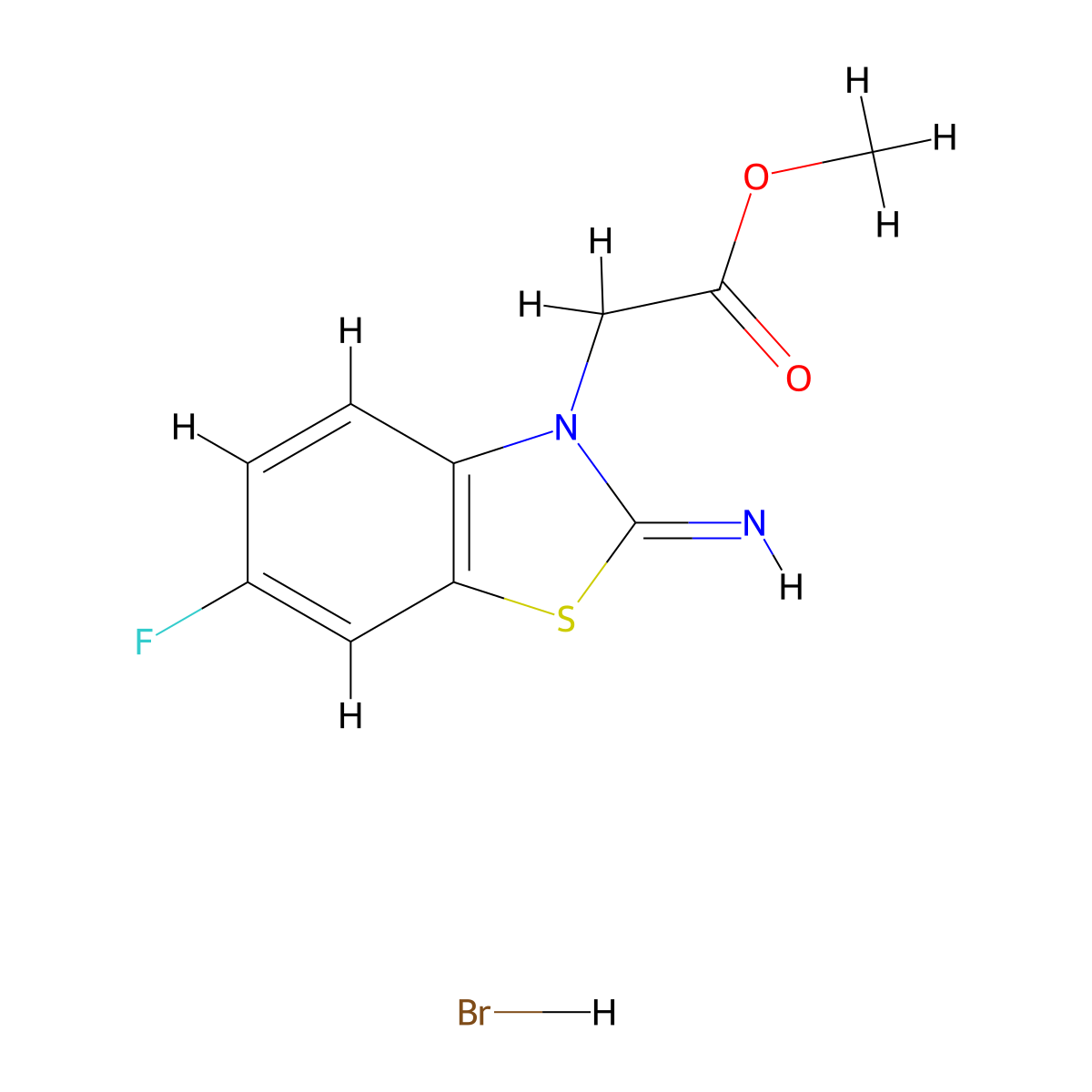 methyl 2-(6-fluoro-2-iminobenzo[d]thiazol-3(2H)-yl)acetate hydrobromide molecular structure, CAS 1949836-64-9