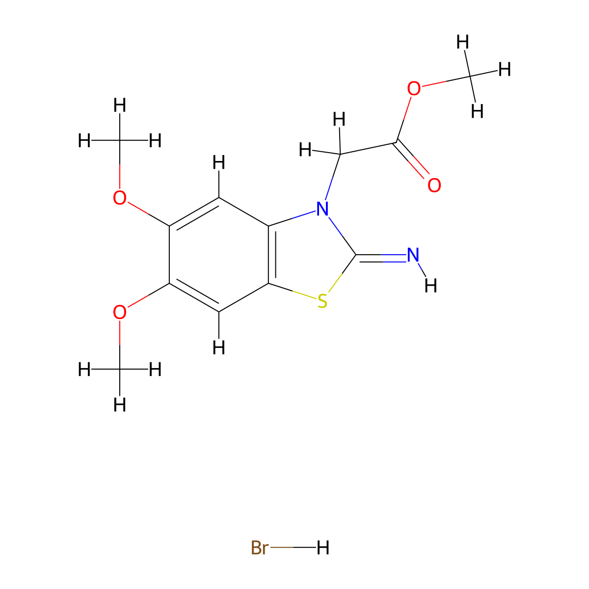 methyl 2-(2-imino-5,6-dimethoxybenzo[d]thiazol-3(2H)-yl)acetate hydrobromide molecular structure, CAS 1949836-85-4