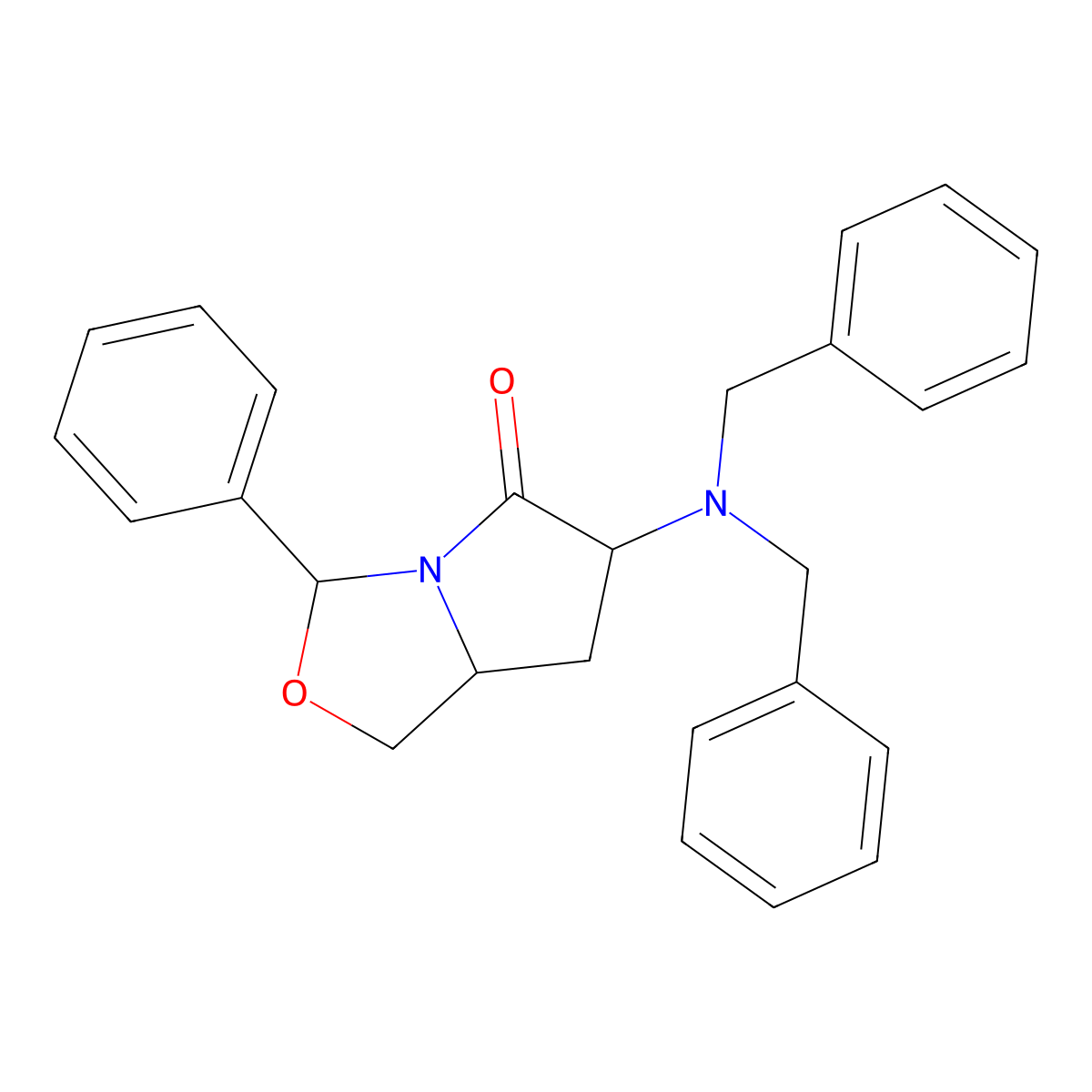 (3R,6R,7aS)-6-(Dibenzylamino)-3-phenyltetrahydro-3H,5H-pyrrolo[1,2-c]oxazol-5-one molecular structure, CAS 1949843-82-6