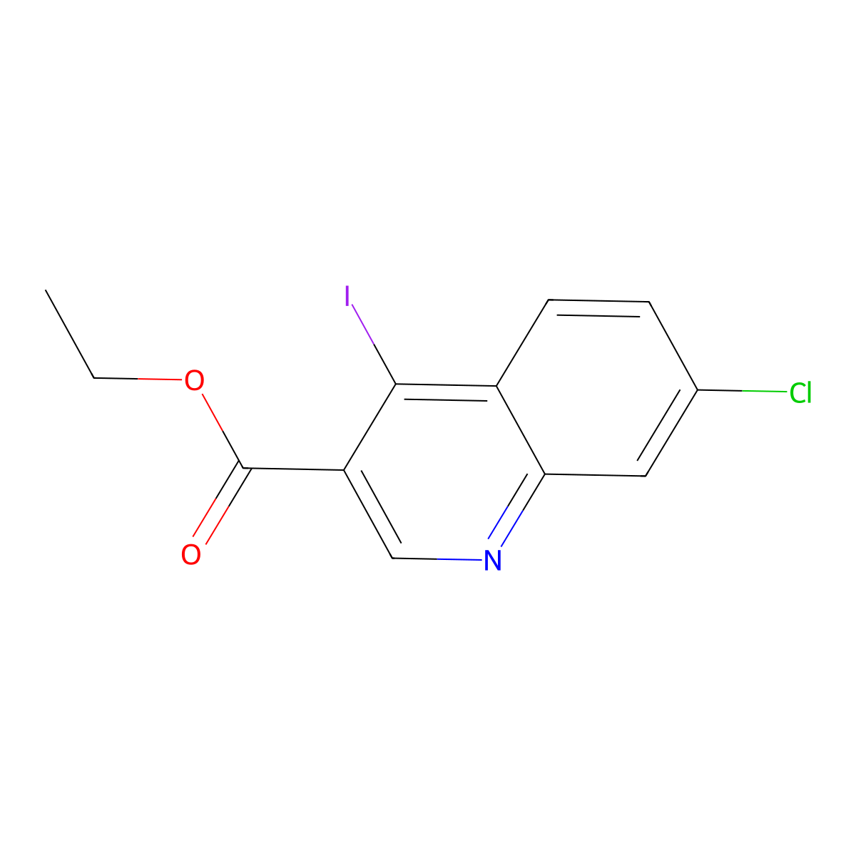 Ethyl 7-chloro-4-iodoquinoline-3-carboxylate molecular structure, CAS 19499-20-8
