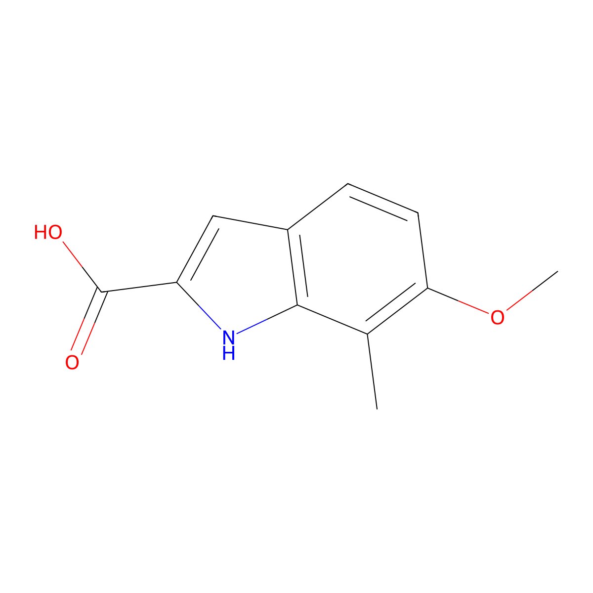 6-methoxy-7-methyl-1H-indole-2-carboxylic acid molecular structure, CAS 19500-04-0