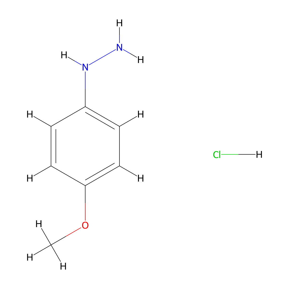 4-Methoxyphenylhydrazine hydrochloride molecular structure, CAS 19501-58-7