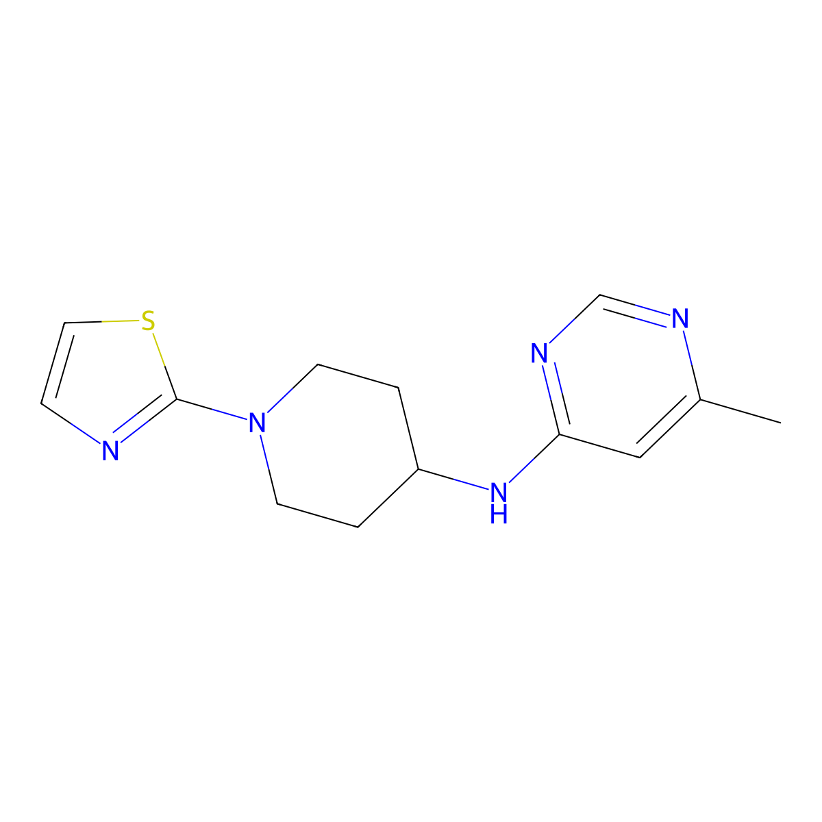 6-methyl-N-[1-(1,3-thiazol-2-yl)piperidin-4-yl]pyrimidin-4-amine molecular structure, CAS 1950261-71-8