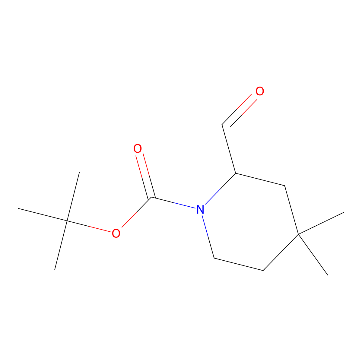 Tert-butyl 2-formyl-4,4-dimethylpiperidine-1-carboxylate molecular structure, CAS 195044-91-8