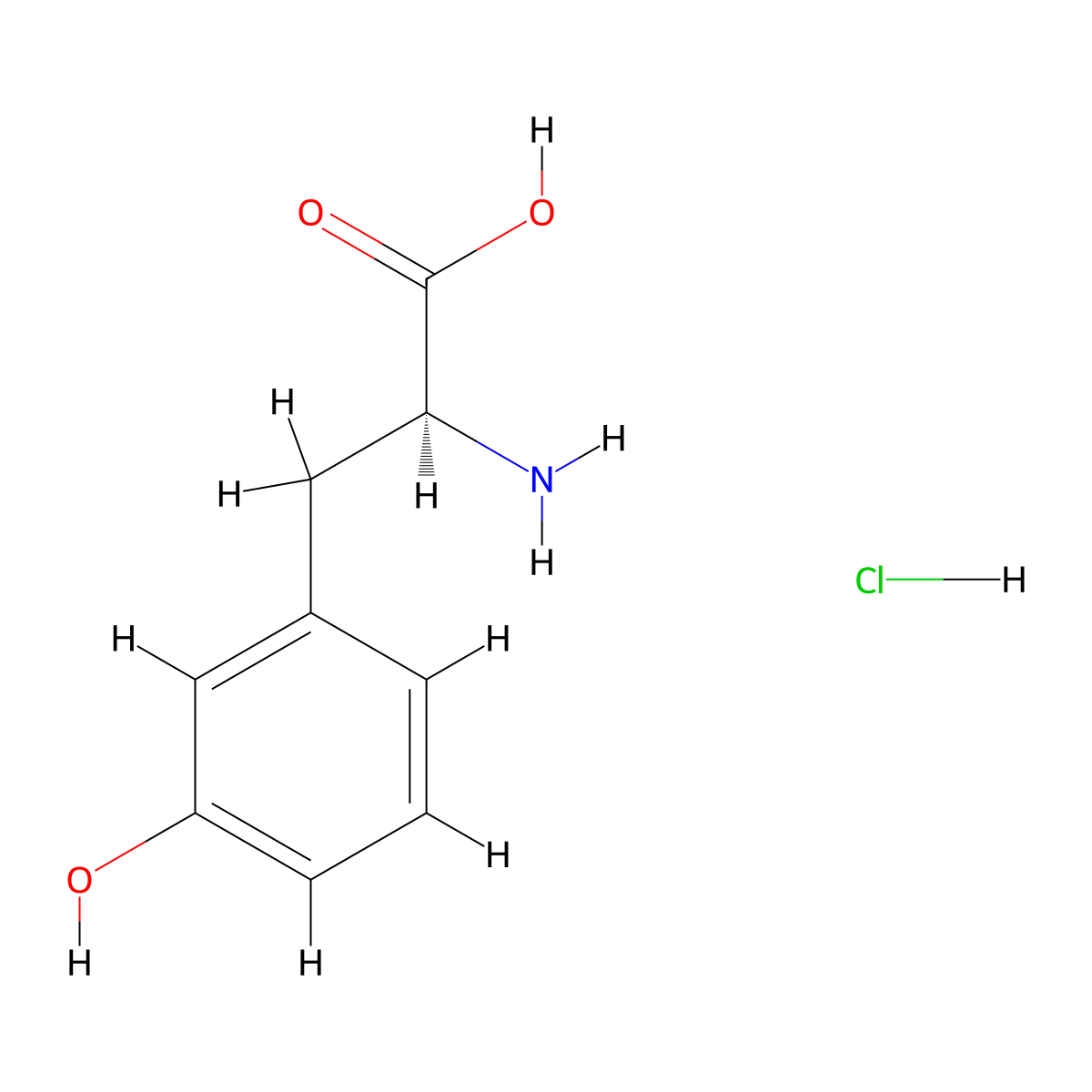 (S)-2-Amino-3-(3-hydroxyphenyl)propanoic acid hcl molecular structure, CAS 195050-48-7