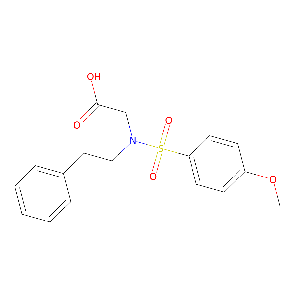 N-[(4-methoxyphenyl)sulfonyl]-N-(2-phenylethyl)glycine molecular structure, CAS 195052-40-5