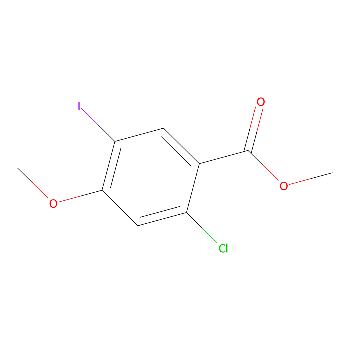Methyl 2-chloro-5-iodo-4-methoxybenzoate molecular structure, CAS 195055-02-8