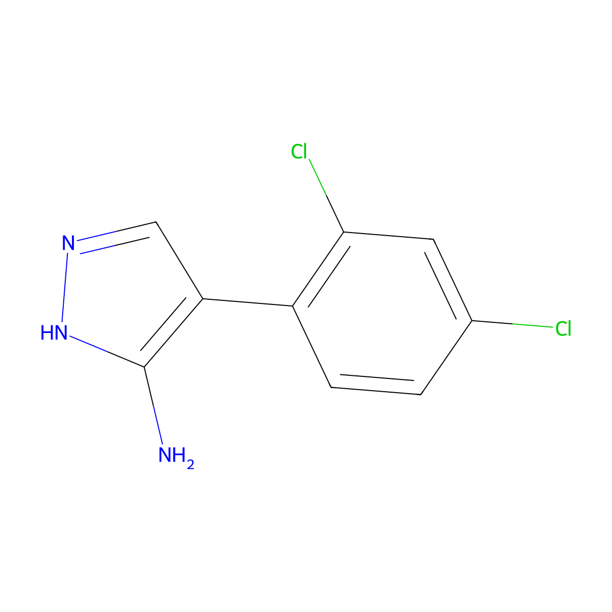 4-(2,4-dichlorophenyl)-1H-pyrazol-5-amine molecular structure, CAS 195055-62-0