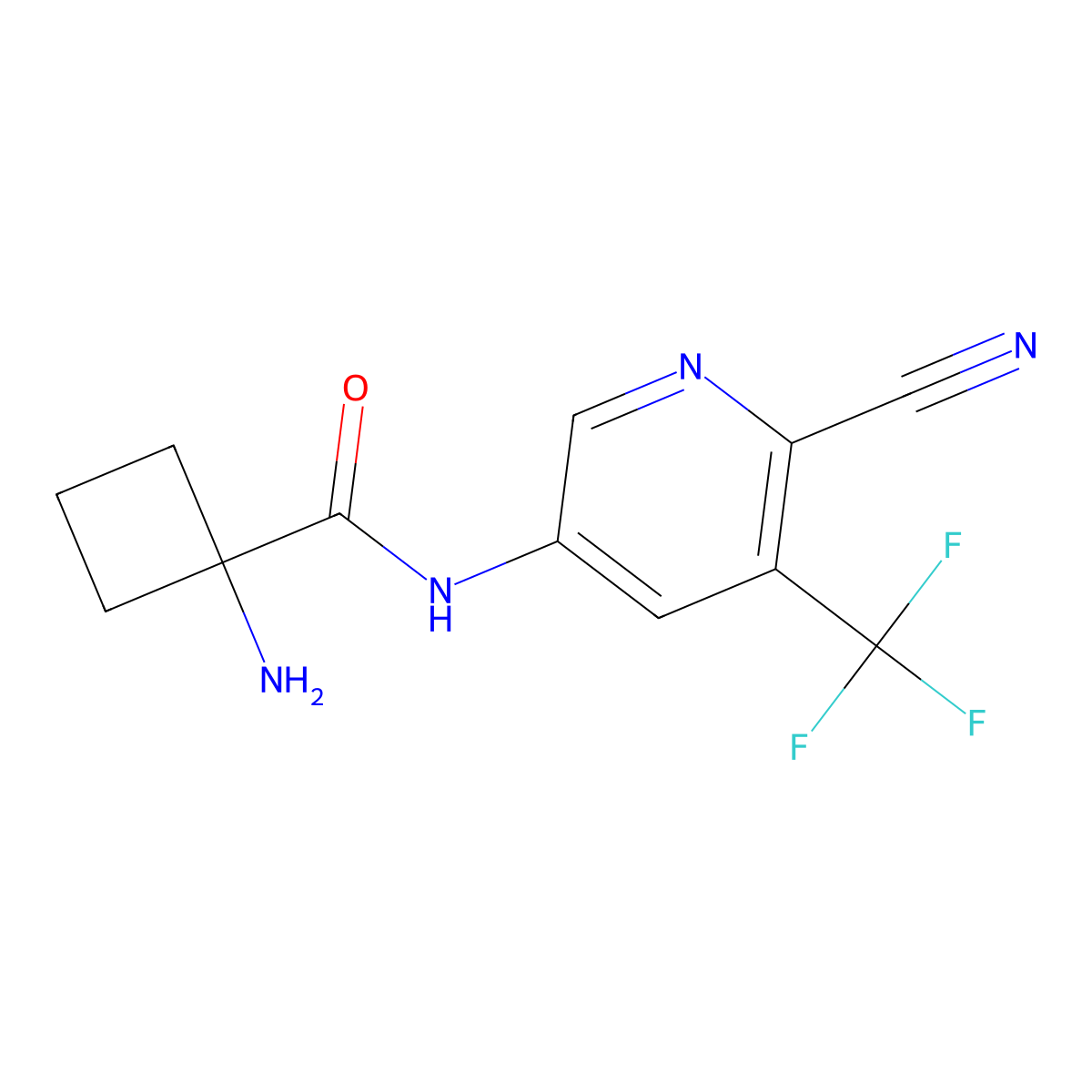 1-amino-N-[6-cyano-5-(trifluoromethyl)-3-pyridyl]cyclobutanecarboxamide molecular structure, CAS 1950587-17-3