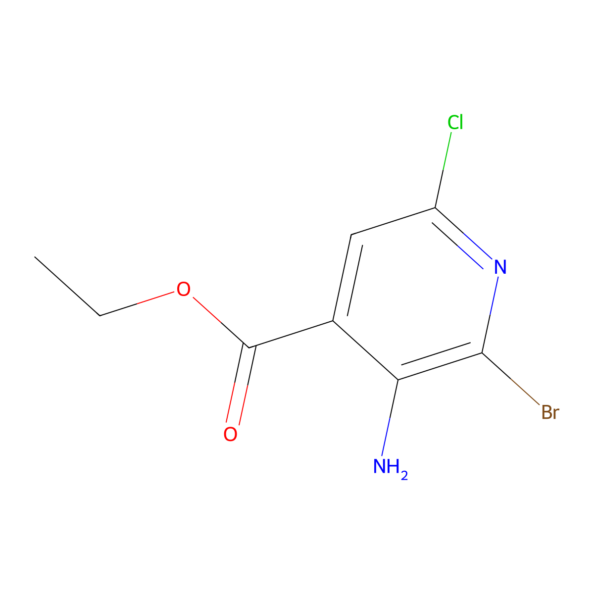 Ethyl 3-amino-2-bromo-6-chloropyridine-4-carboxylate molecular structure, CAS 1950631-15-8