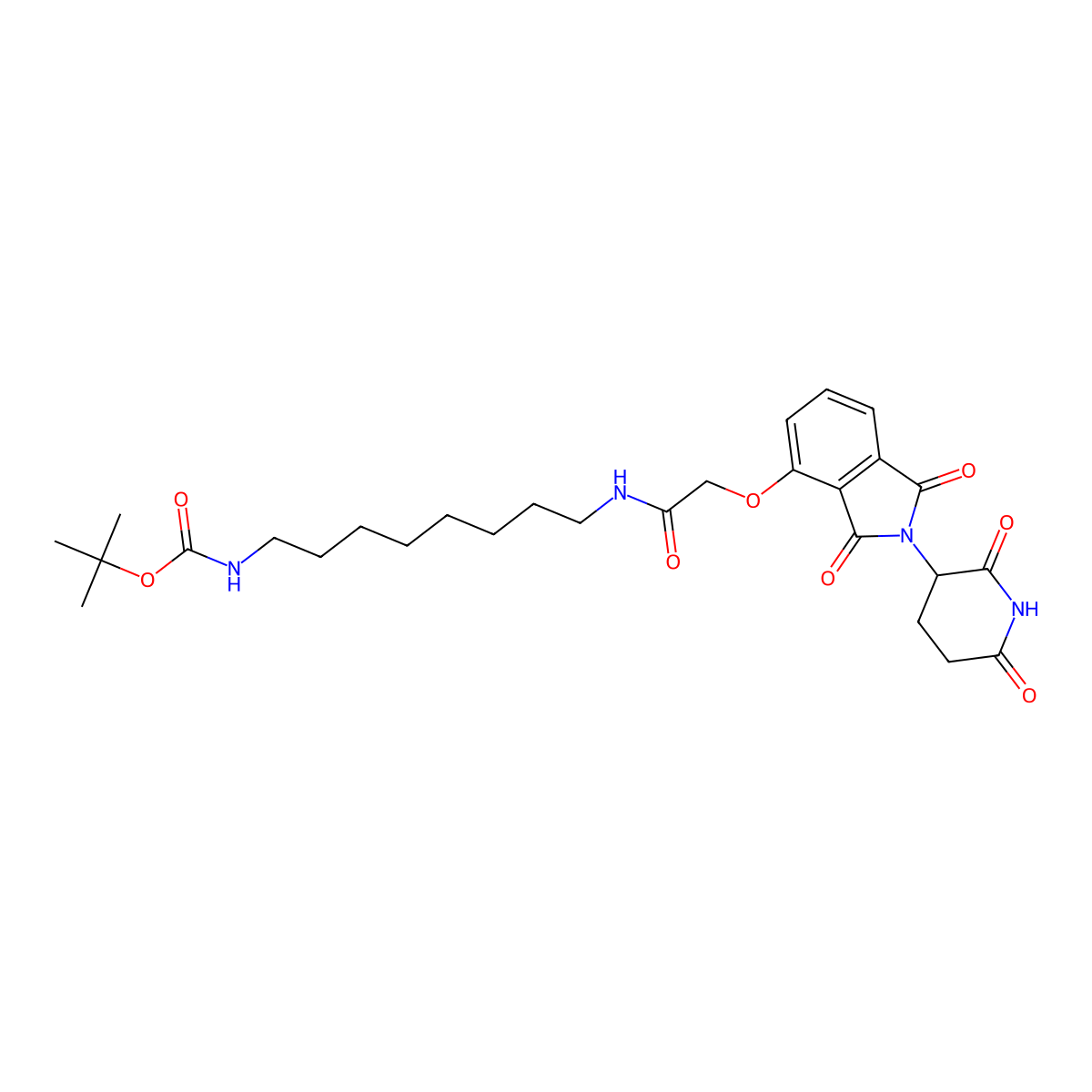 Carbamic acid, N-[8-[[2-[[2-(2,6-dioxo-3-piperidinyl)-2,3-dihydro-1,3-dioxo-1H-isoindol-4-yl]oxy]acetyl]amino]octyl]-, 1,1-dimethylethyl ester molecular structure, CAS 1950635-34-3