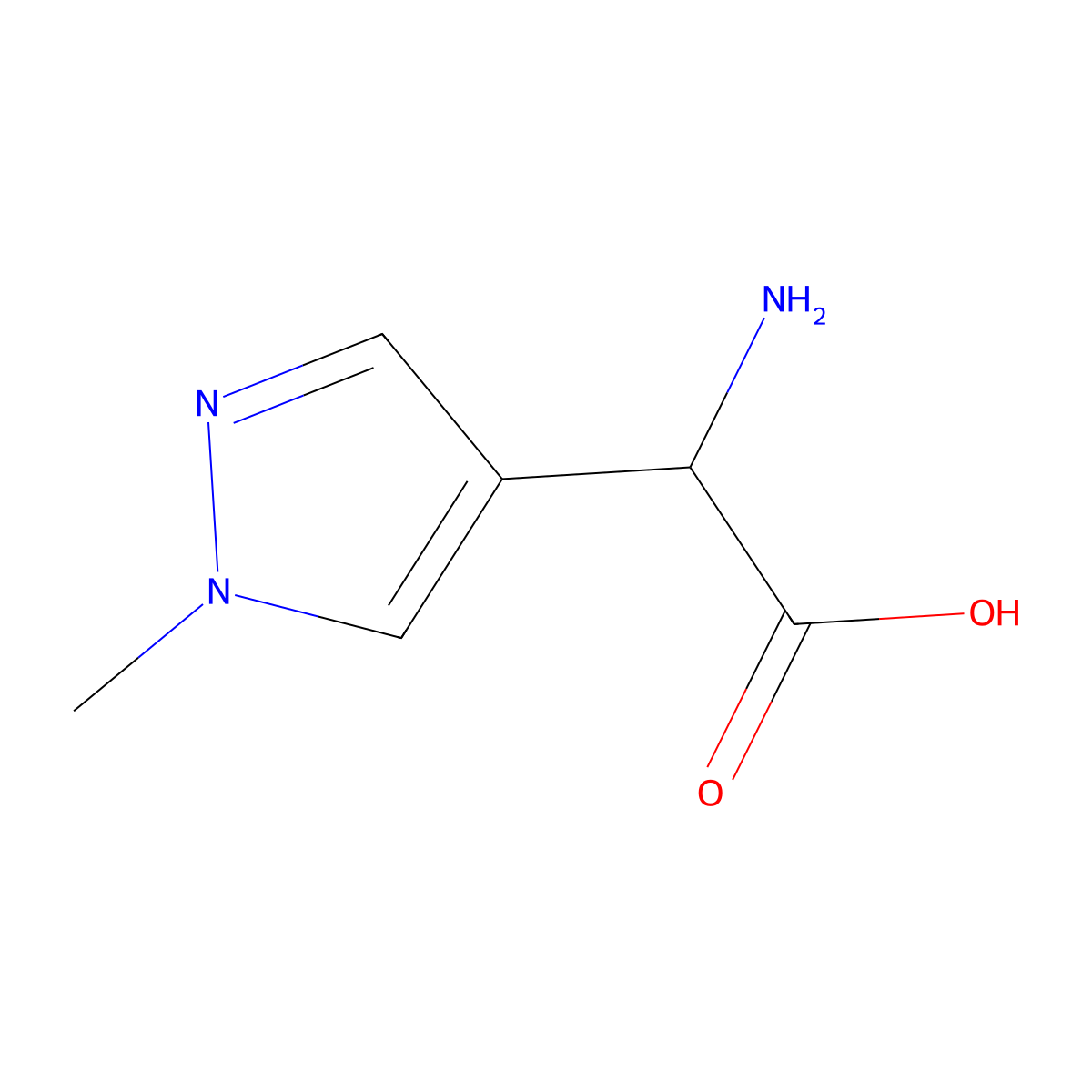 2-amino-2-(1-methyl-1H-pyrazol-4-yl)acetic acid molecular structure, CAS 195070-68-9