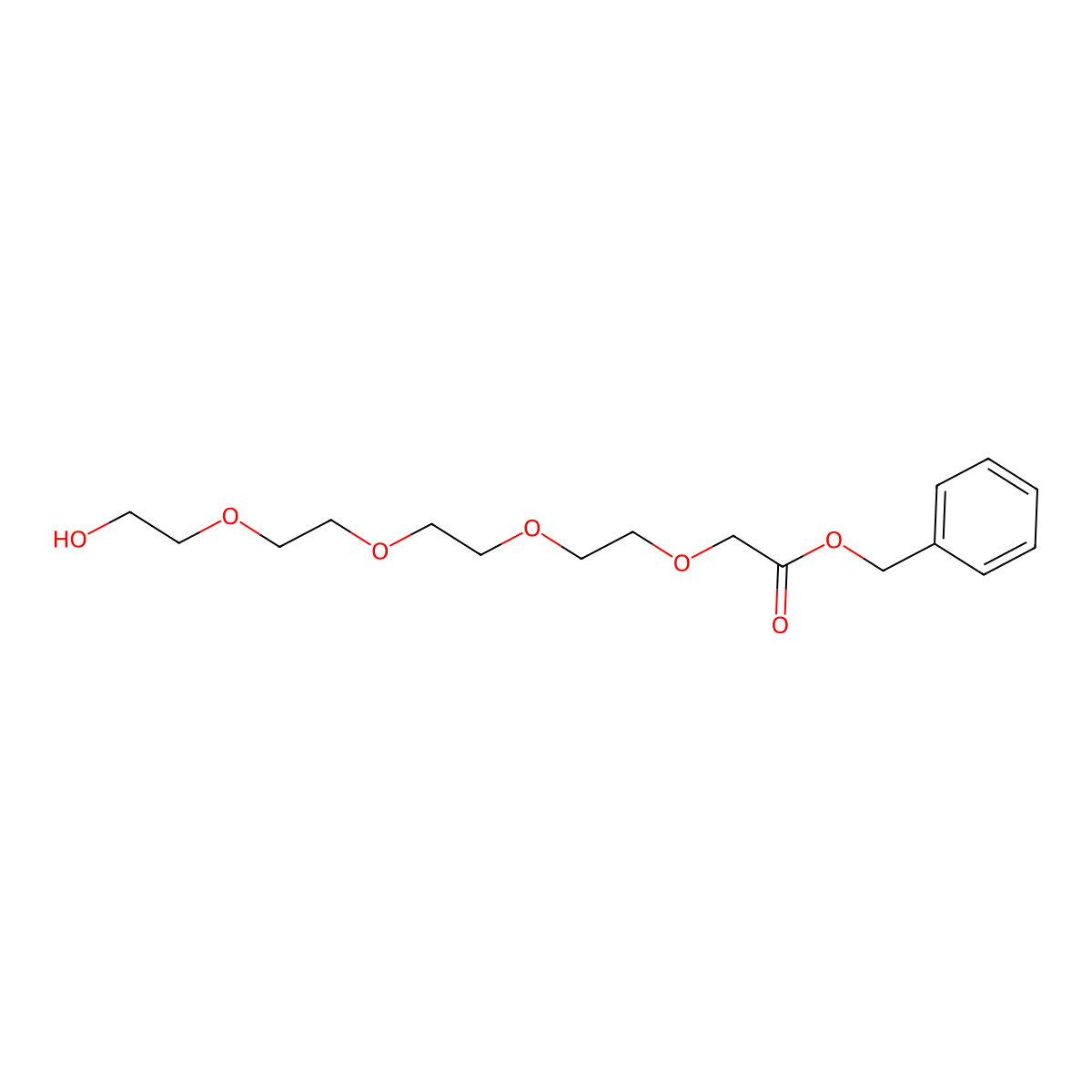 Benzyl 14-hydroxy-3,6,9,12-tetraoxatetradecanoate molecular structure, CAS 195071-47-7