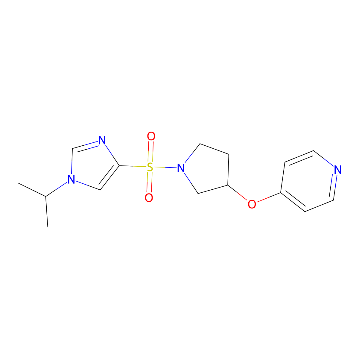 4-((1-((1-isopropyl-1H-imidazol-4-yl)sulfonyl)pyrrolidin-3-yl)oxy)pyridine molecular structure, CAS 1950780-80-9