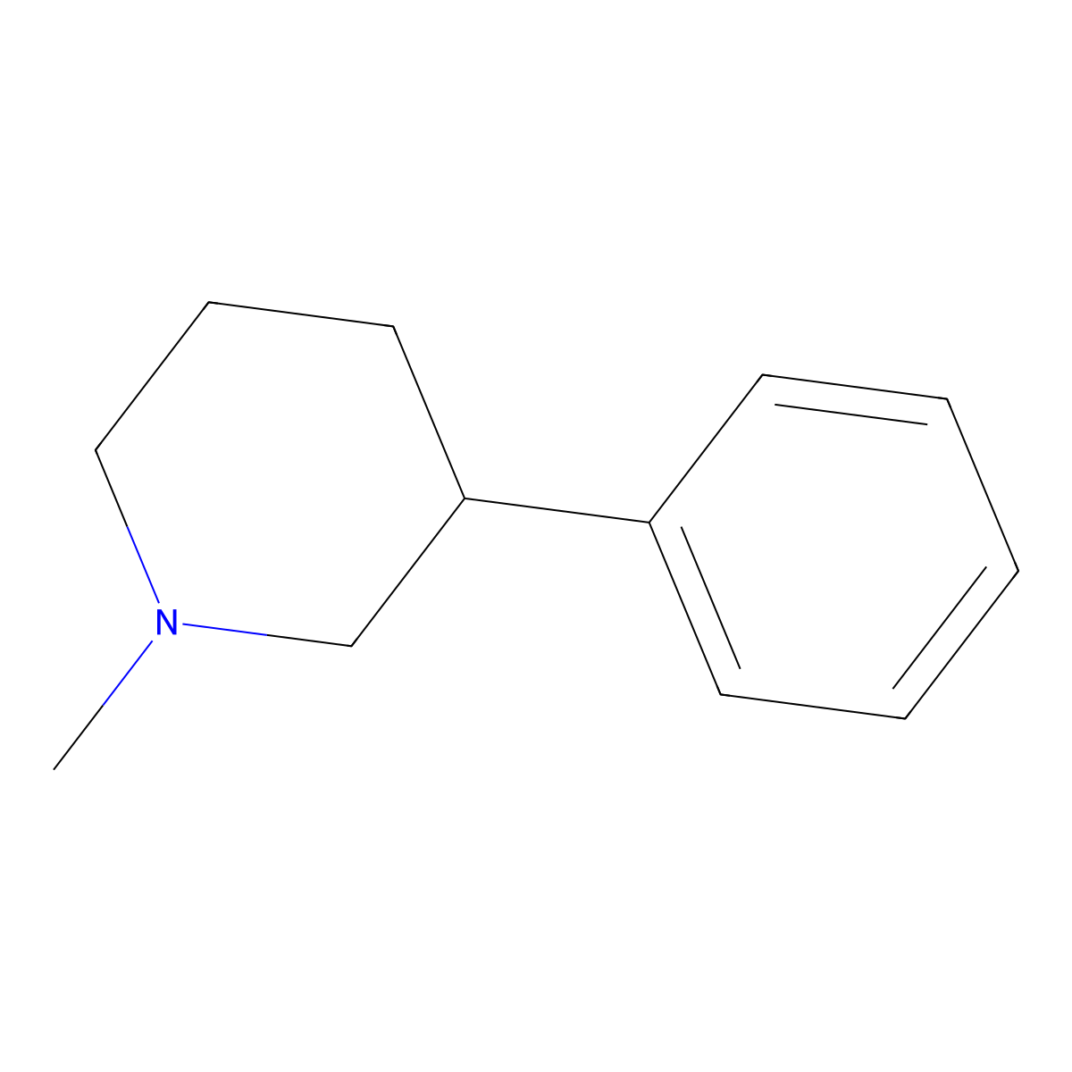 1-Methyl-3-phenylpiperidine molecular structure, CAS 19509-11-6