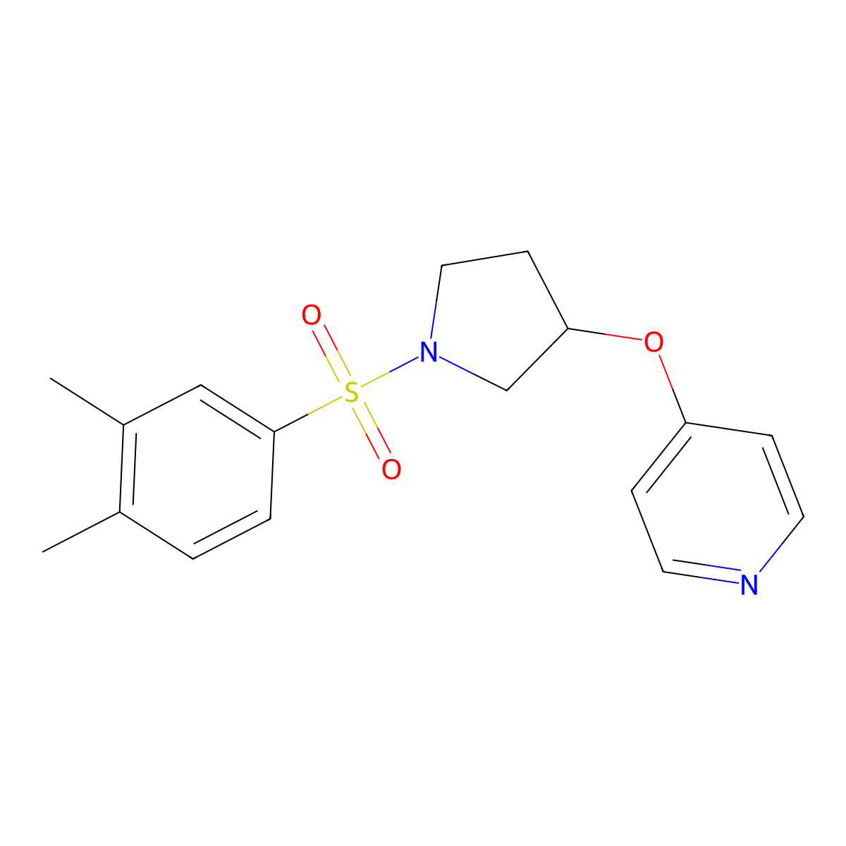4-((1-((3,4-Dimethylphenyl)sulfonyl)pyrrolidin-3-yl)oxy)pyridine molecular structure, CAS 1950977-07-7