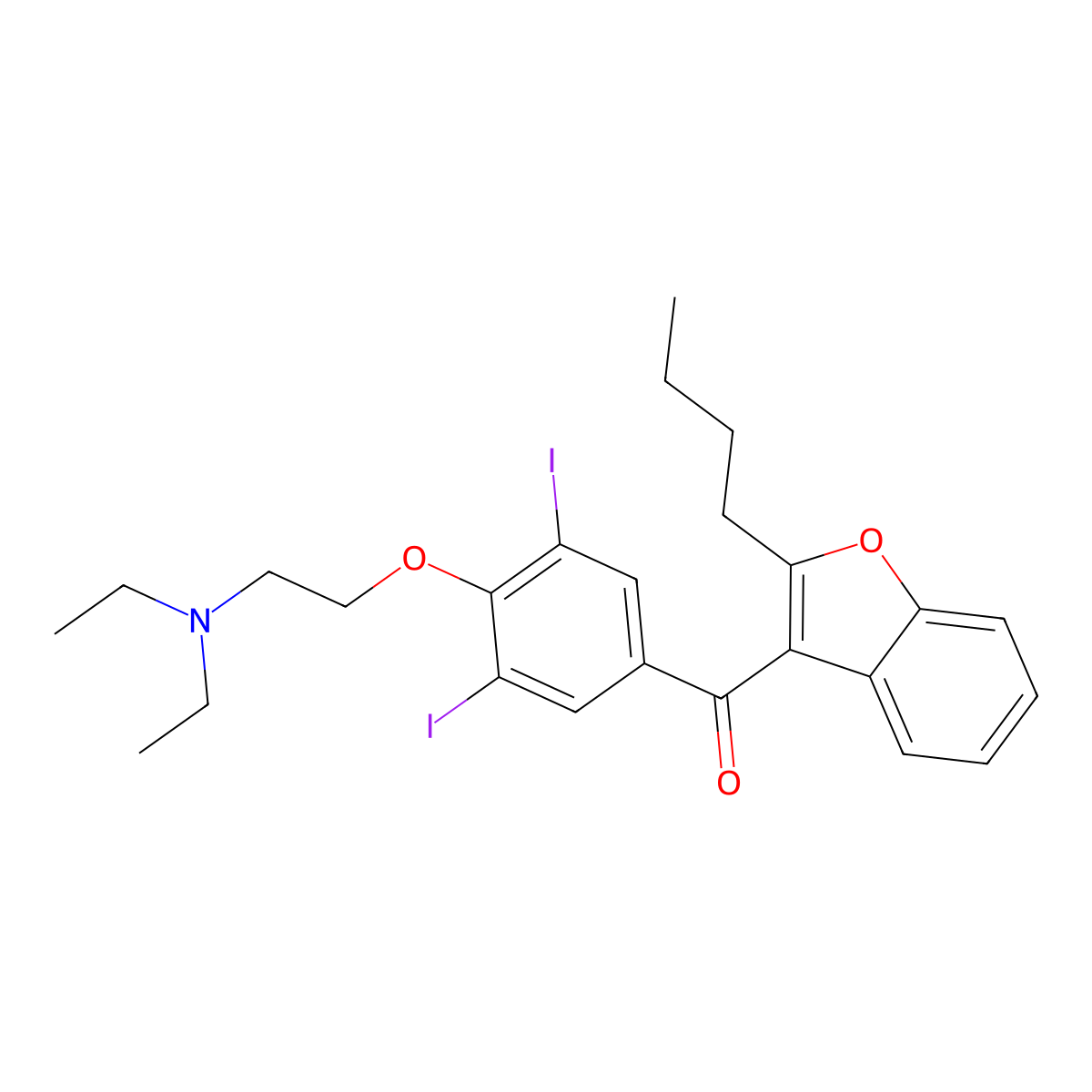 Amiodarone molecular structure, CAS 1951-25-3
