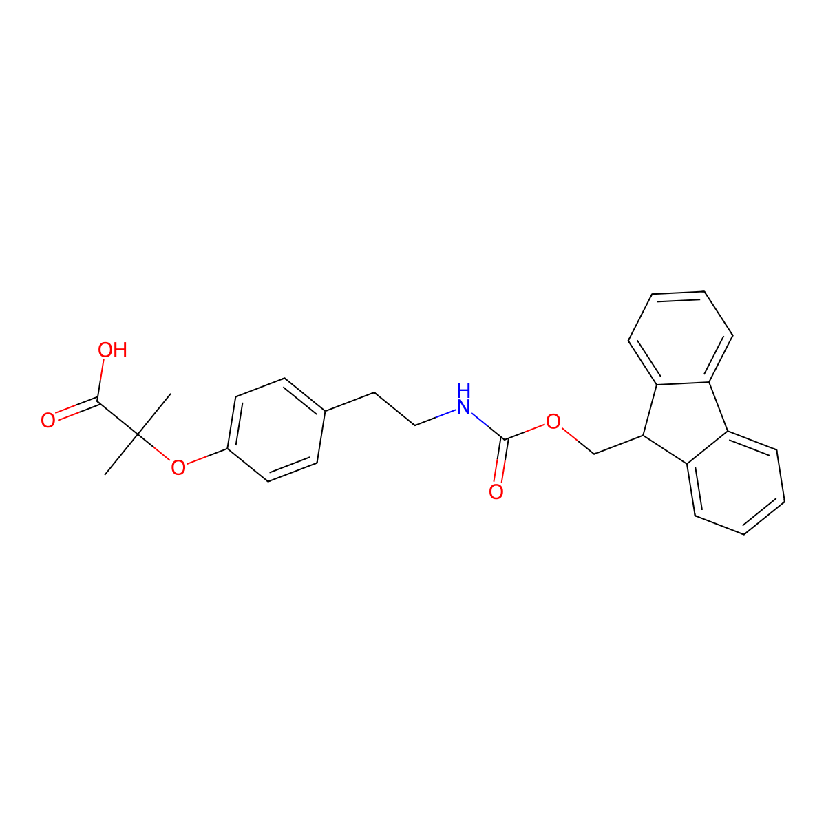 2-[4-[2-(Fmoc-amino)ethyl]phenoxy]-2-methylpropanoic acid molecular structure, CAS 195131-58-9